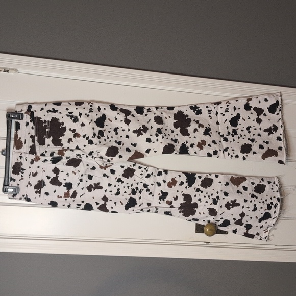 Cow Print Flare /Bell Bottom Jeans - Picture 4 of 11
